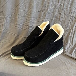 Black Suede Women’s Shoes with Cream Lining. Never worn. FIT AS A SIZE 7